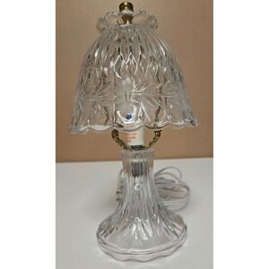 Princess House Crystal Bell Accent Lamp Floral Etched Glass 9.5" Vintage
